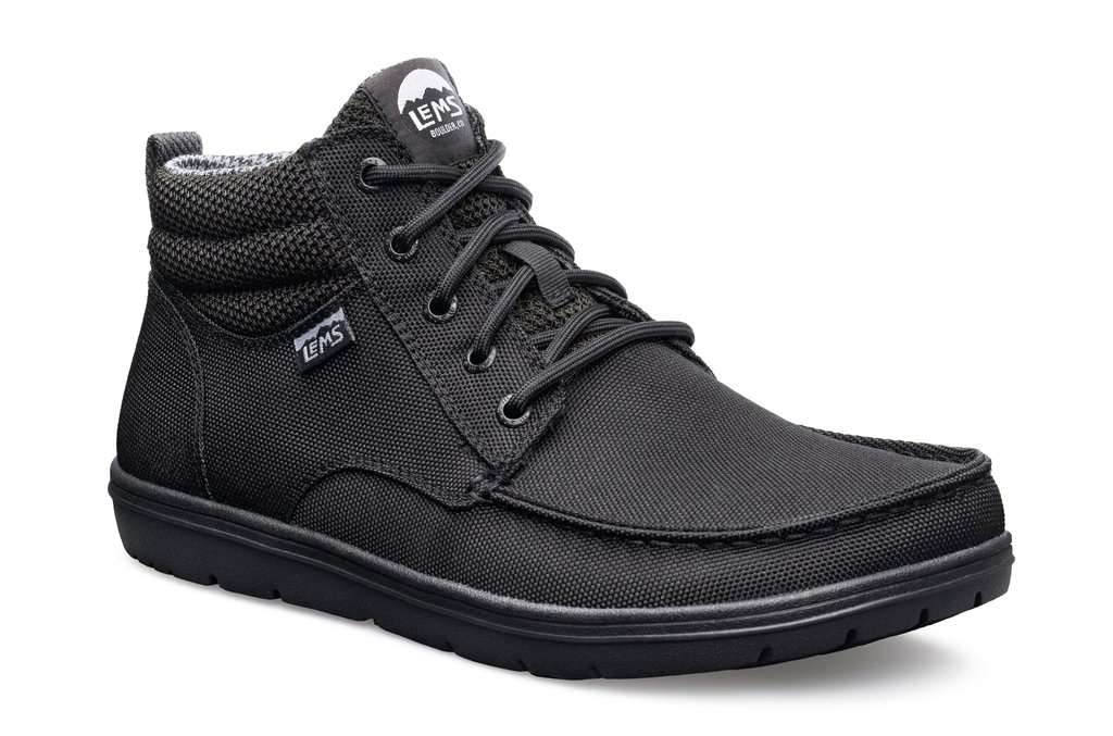 LEMS BOULDER BOOT MID VEGAN Jet Black NEW