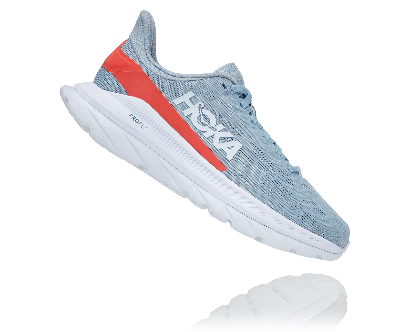 HOKA MACH 4 BLUE FOG / HOT CORAL