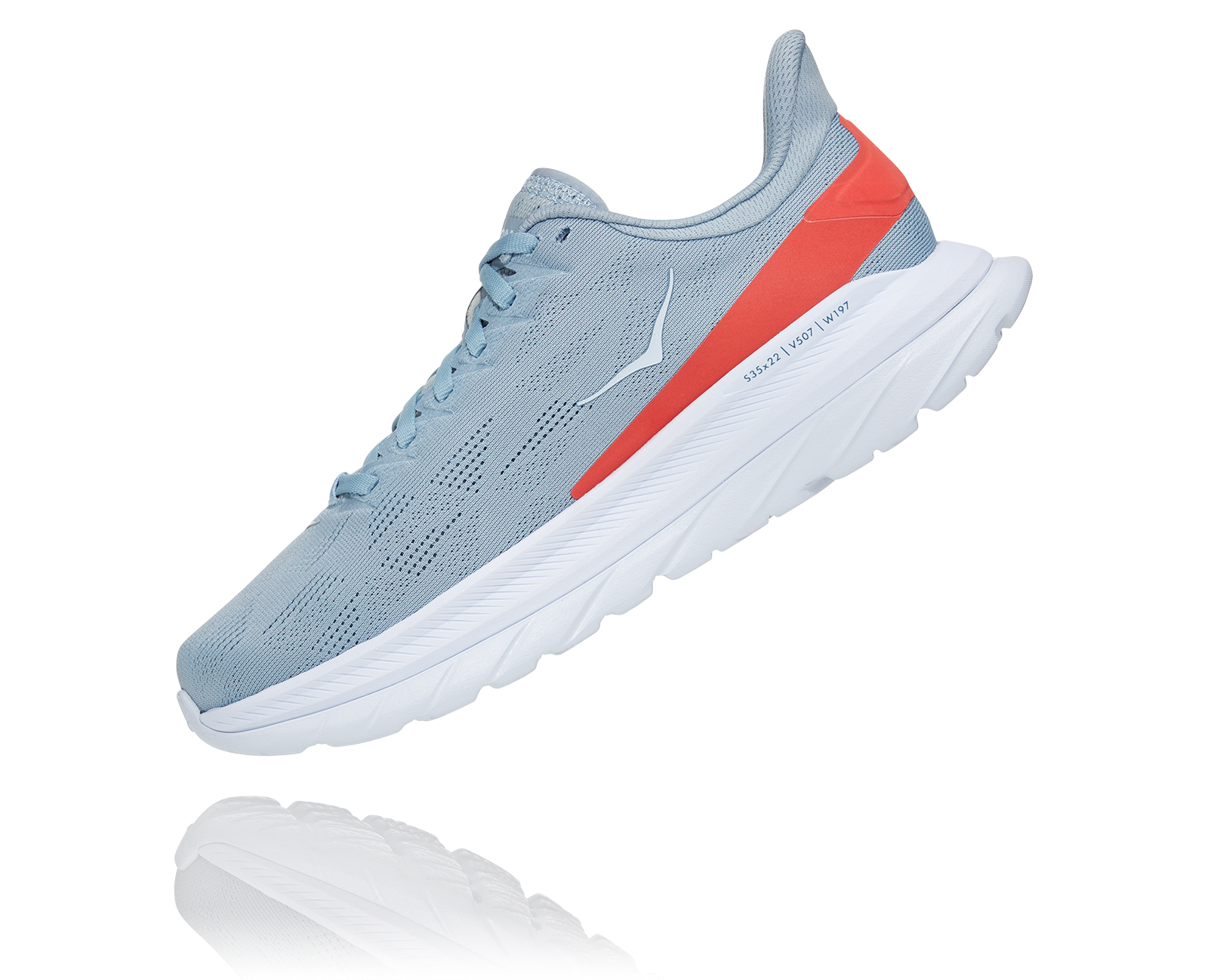 HOKA MACH 4 BLUE FOG / HOT CORAL