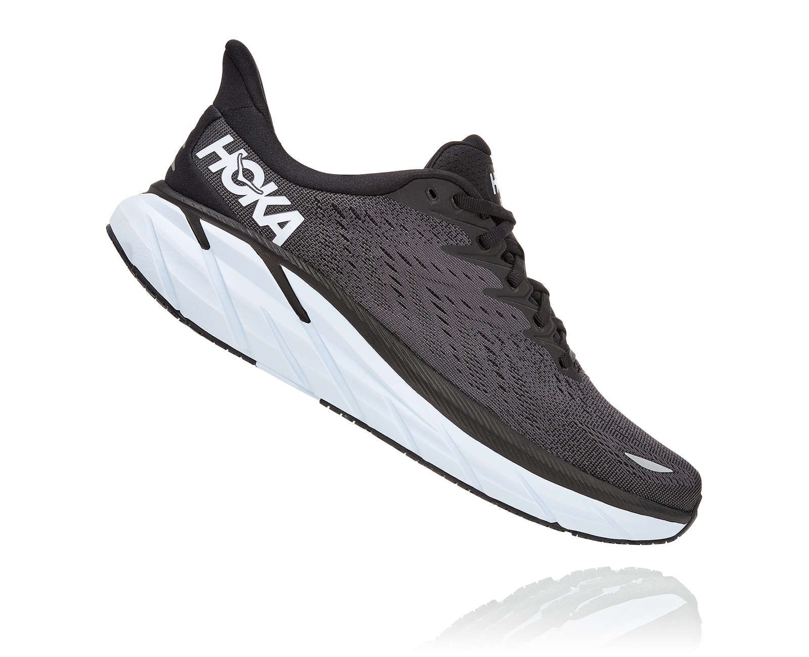 HOKA CLIFTON 8 WIDE BLACK / WHITE