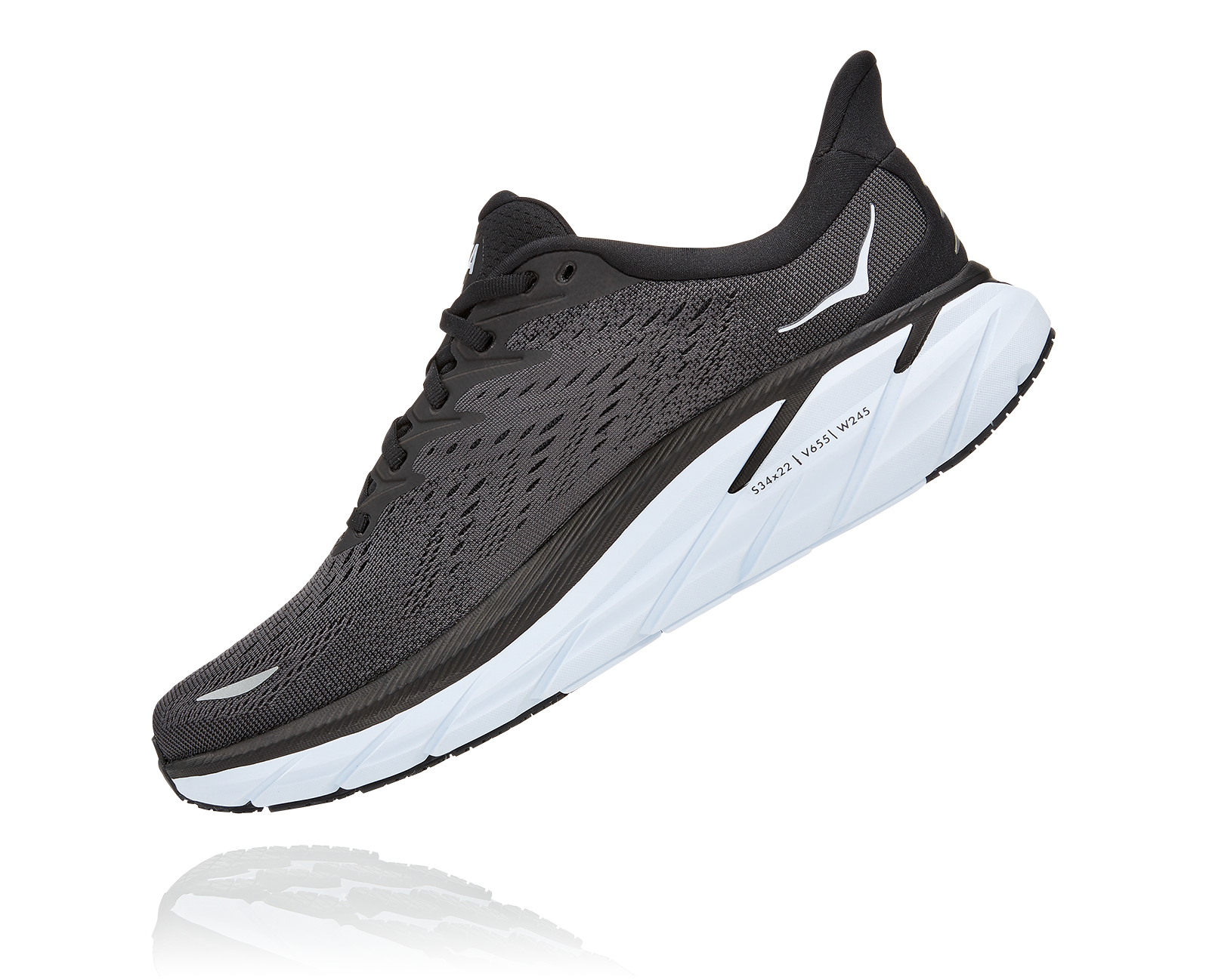 HOKA CLIFTON 8 WIDE BLACK / WHITE