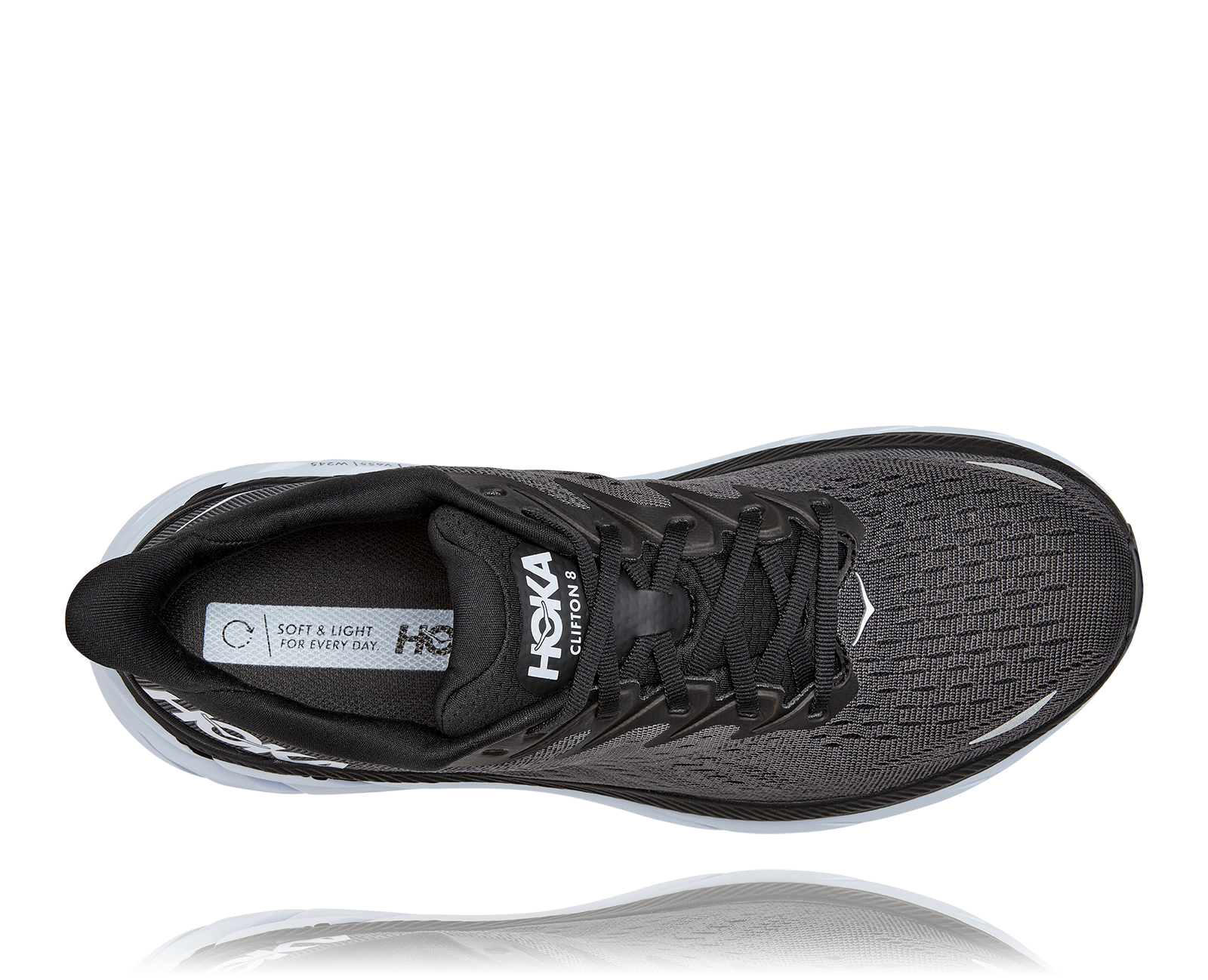 HOKA CLIFTON 8 WIDE BLACK / WHITE