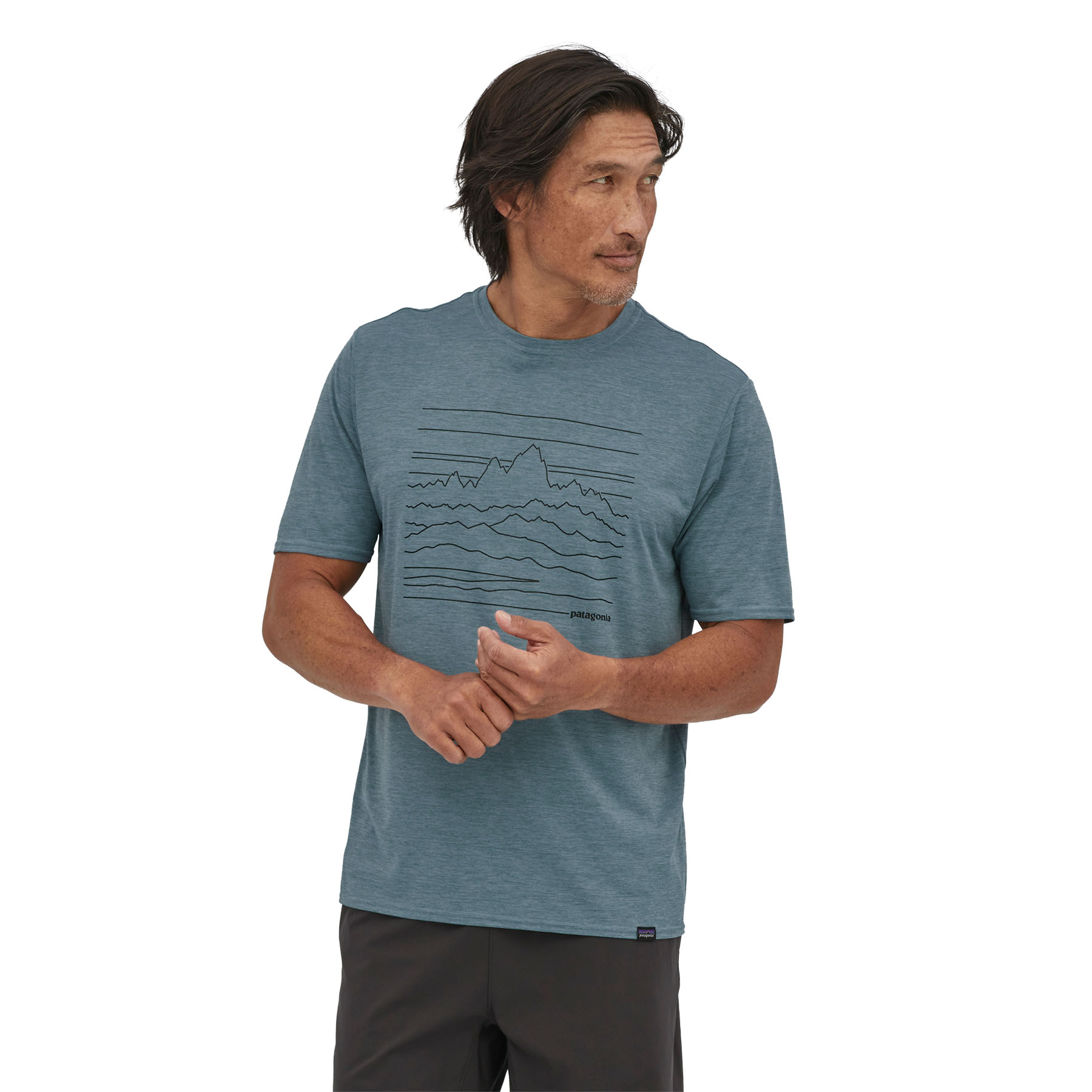 PATAGONIA Men's Capilene® Cool Daily Graphic Shirt Up High Endurance: Light Plume Grey X-Dye