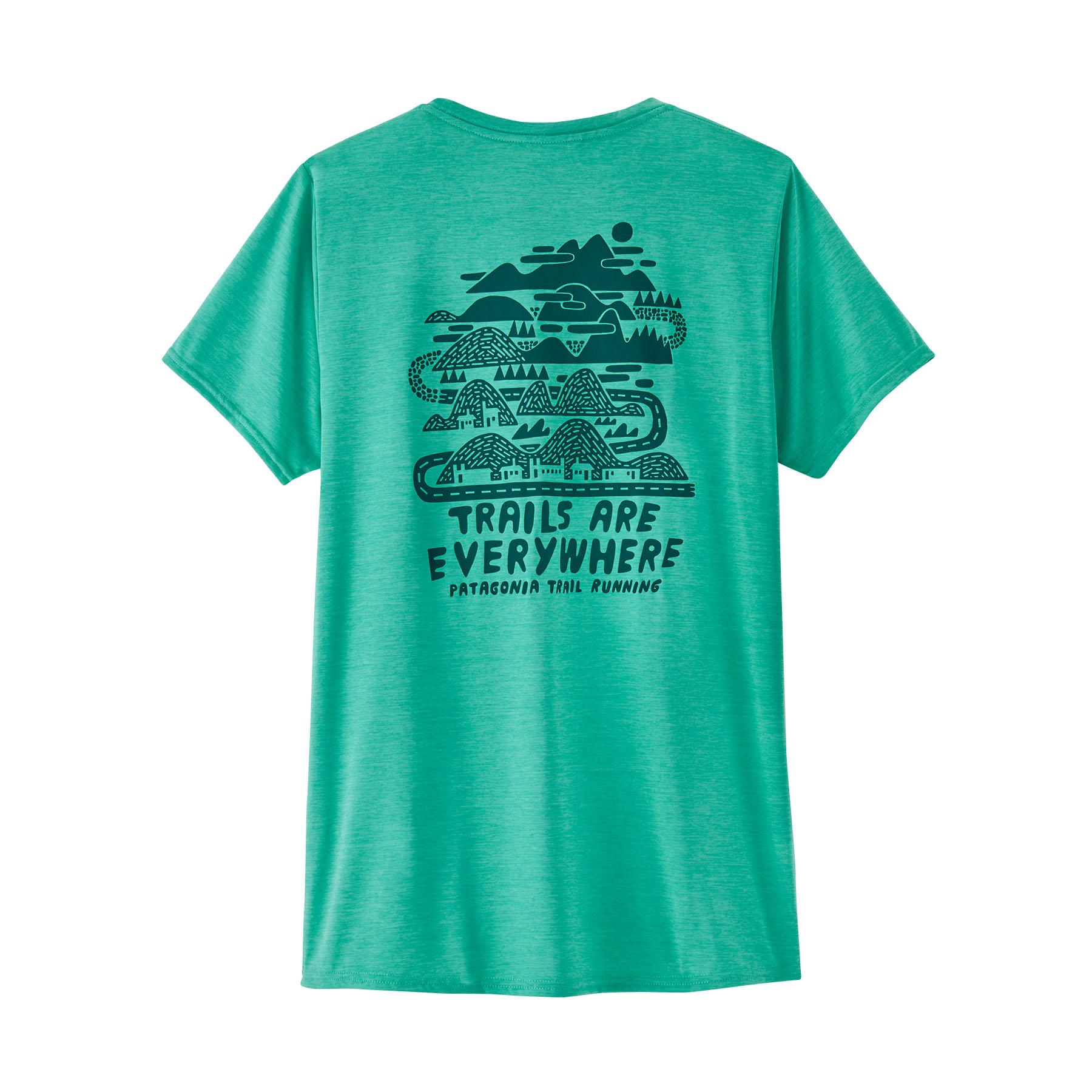 PATAGONIA Women's Capilene® Cool Daily Graphic Shirt Trails Everywhere: Fresh Teal X-Dye