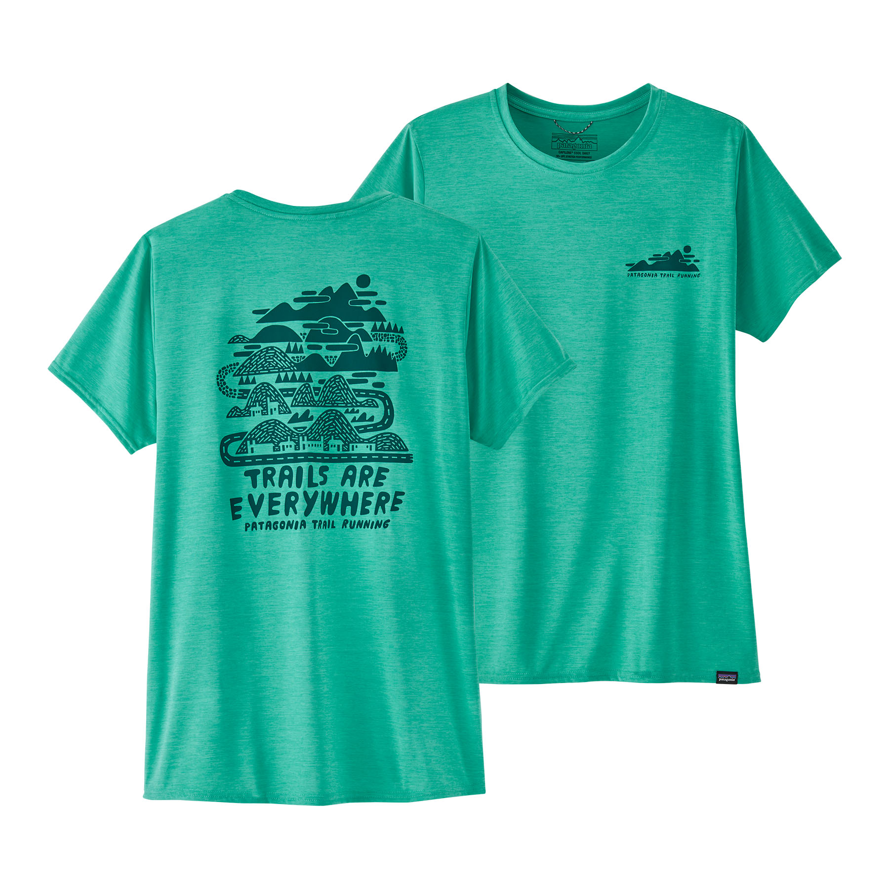 PATAGONIA Women's Capilene® Cool Daily Graphic Shirt Trails Everywhere: Fresh Teal X-Dye