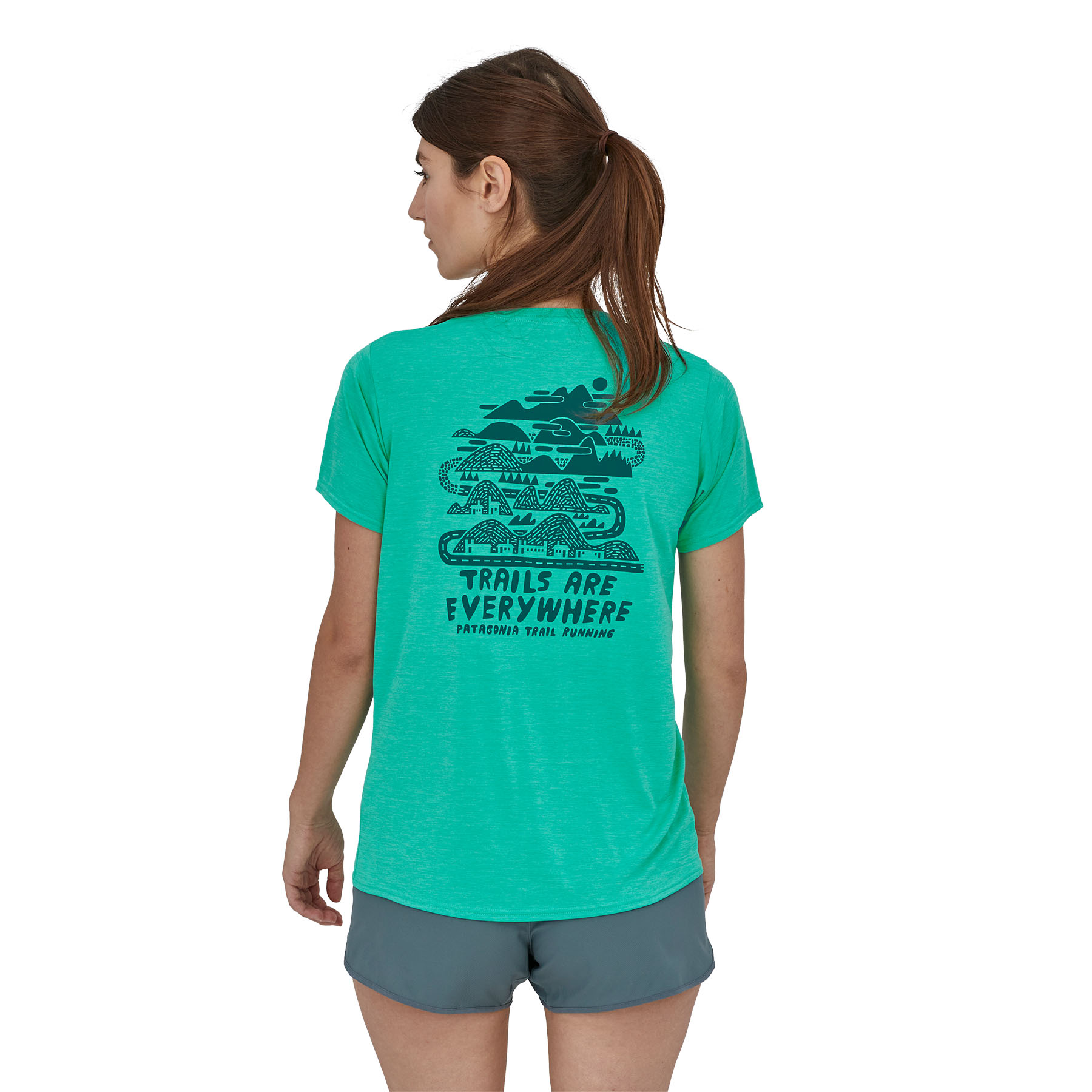 PATAGONIA Women's Capilene® Cool Daily Graphic Shirt Trails Everywhere: Fresh Teal X-Dye