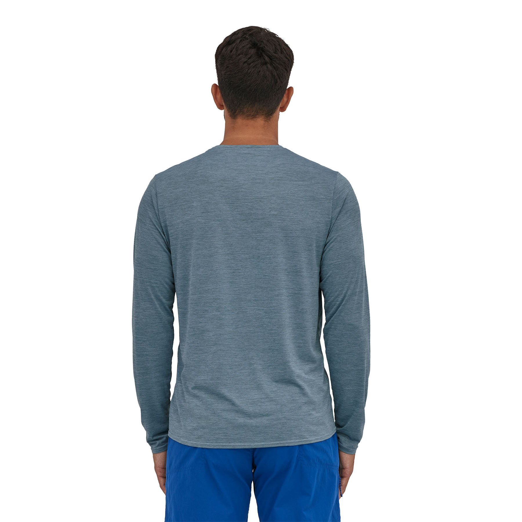 PATAGONIA Men's Long-Sleeved Capilene® Cool Daily Graphic Shirt Line Logo Ridge Stripe: Light Plume Grey X-Dye