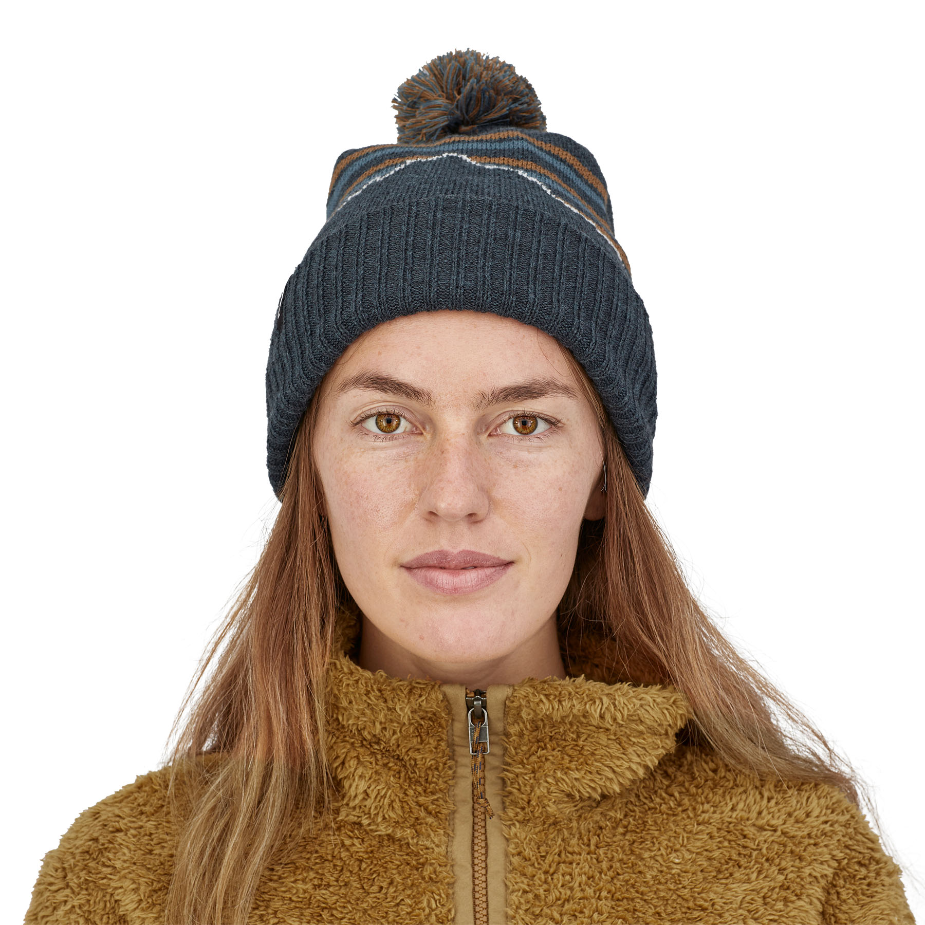 PATAGONIA Powder Town Beanie Fitz Roy Stripe Smolder Blue