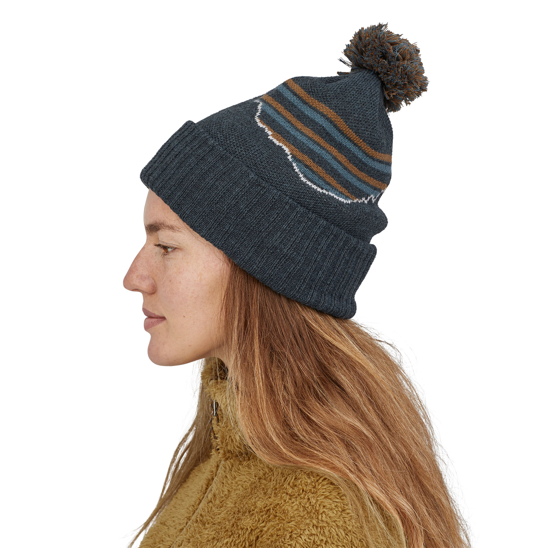 PATAGONIA Powder Town Beanie Fitz Roy Stripe Smolder Blue