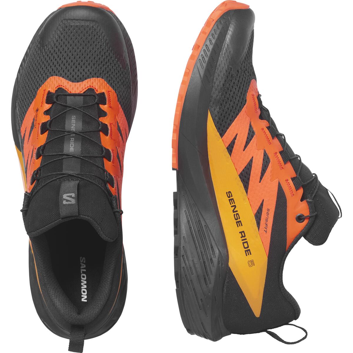 SALOMON SENSE RIDE 5 GORE-TEX Black / Scarlet Ibis / Turmeric