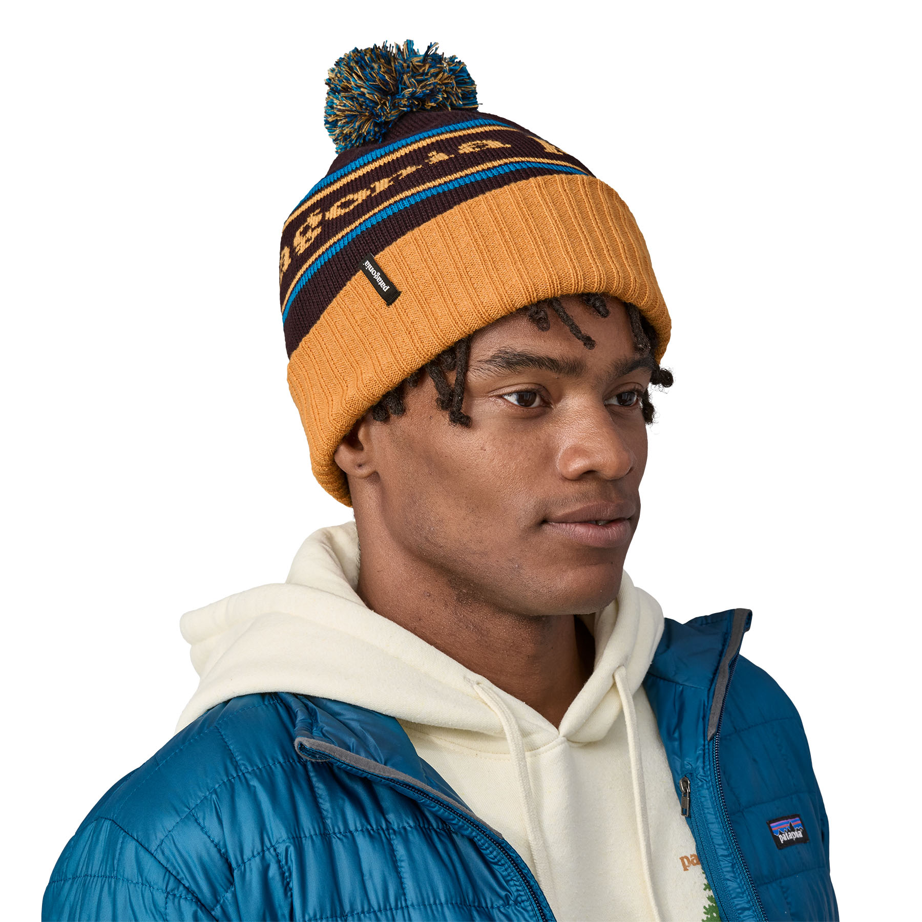 PATAGONIA Powder Town Beanie Park Stripe Dried Mango