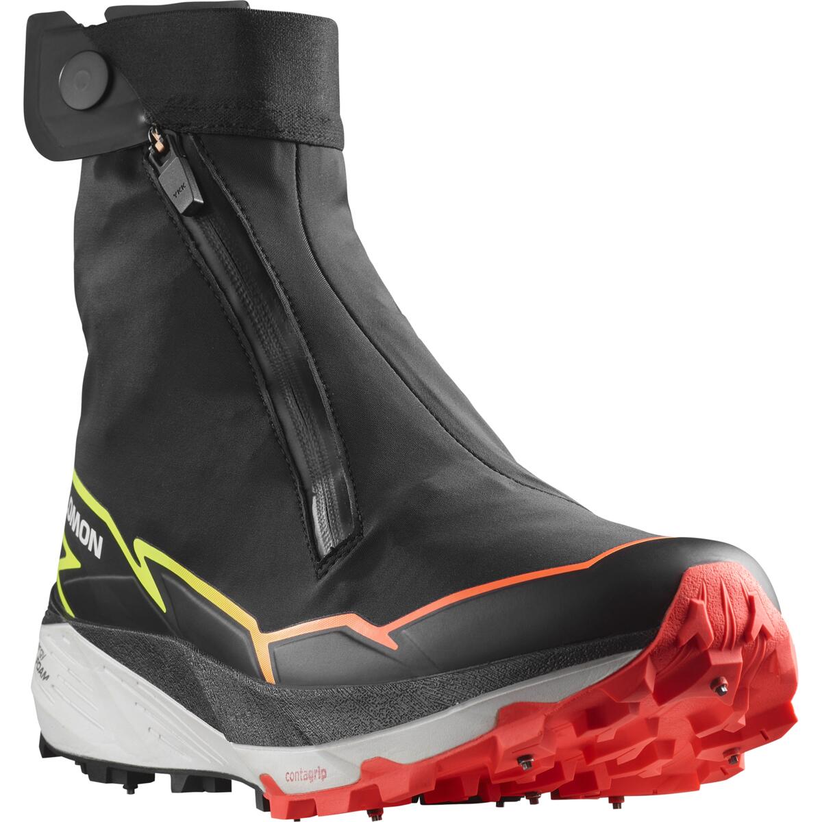 SALOMON WINTER CROSS SPIKE Black / Fiery Coral / Safety Yellow