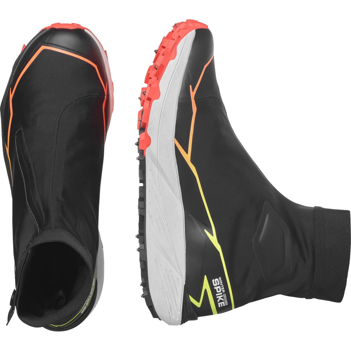 SALOMON WINTER CROSS SPIKE Black / Fiery Coral / Safety Yellow