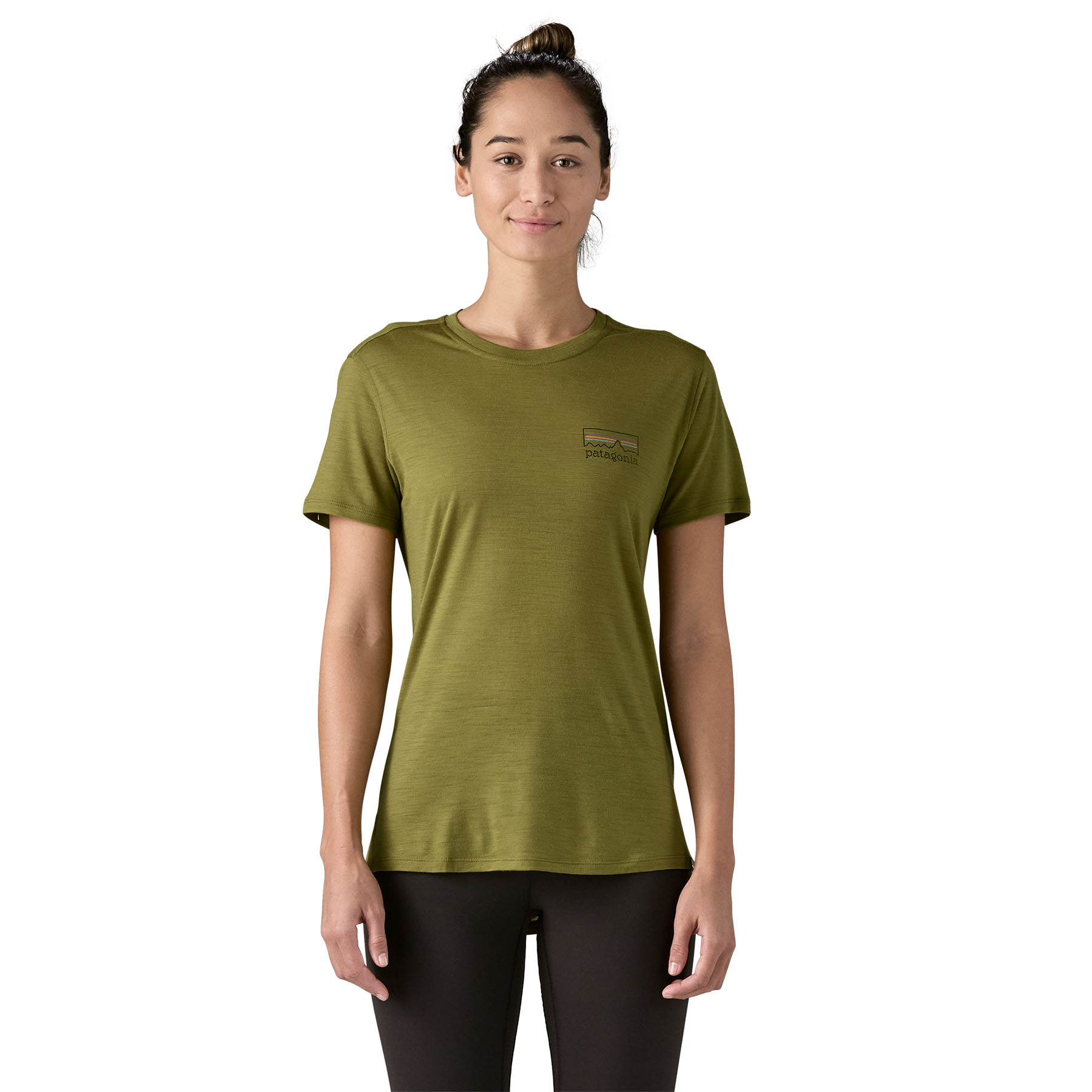 PATAGONIA Women's Capilene® Cool Merino Blend Shirt Fitz Roy Strata: Graze Green