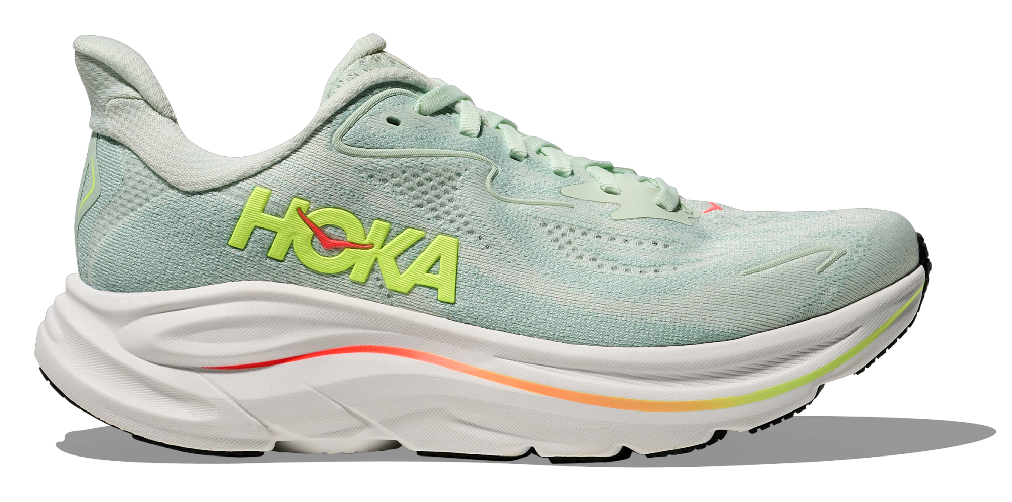 HOKA Clifton 10 W WIDE Sea Glass / Neon Flame