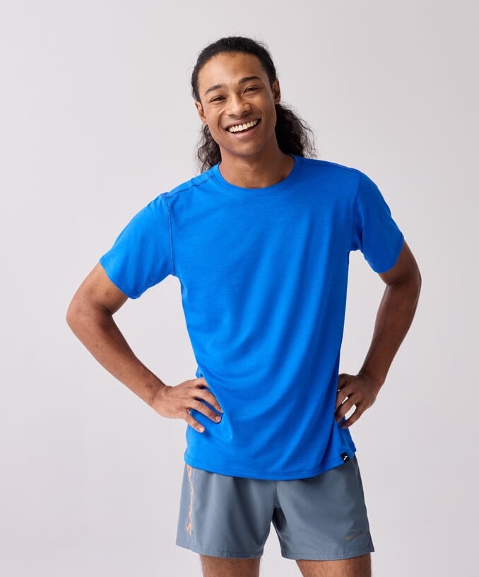 BROOKS Luxe Short Sleeve M Modrá