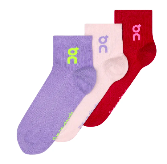 ON Logo Sock Mid 3-pack Orchid / Comet 