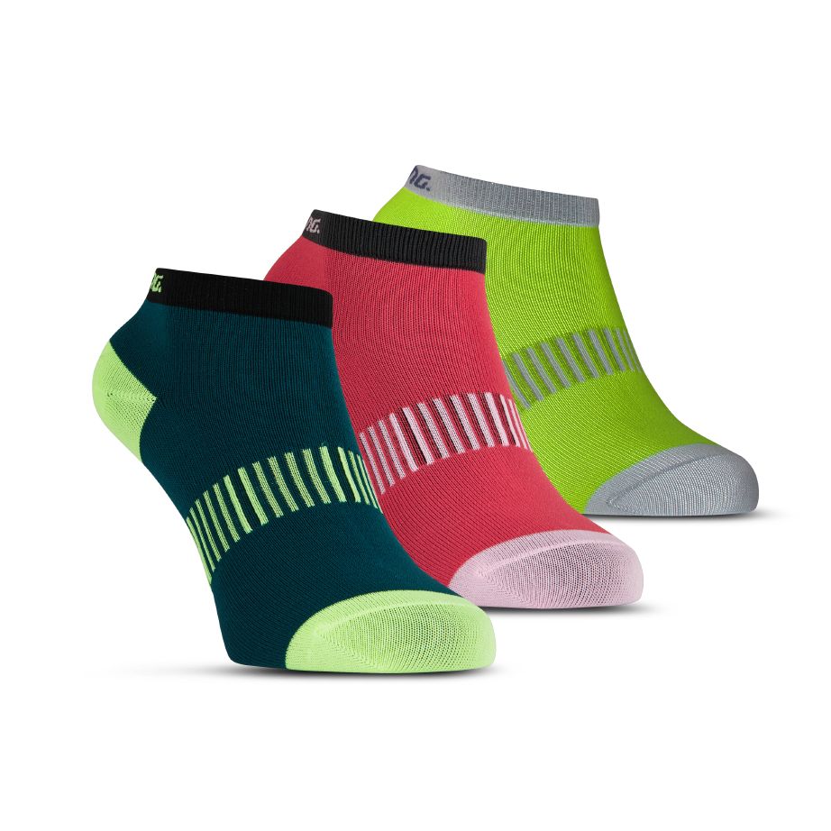 SALMING Performance Ankle Sock 3-pack Teal/Yellow/Red