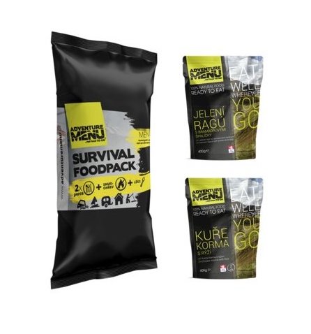 ADVENTURE MENU SURVIVAL FOOD PACK MENU IV, JELENÍ RAGÚ S BRAMBOREMA A KUŘE KORMA S RÝŽÍ, 810G