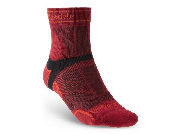 BRIDGEDALE Trail Run Lightweight T2 Merino Sport 3/4 Crew Red new