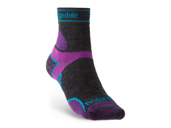 BRIDGEDALE Trail Run Lightweight T2 Merino Sport 3/4 Crew W Charcoal / Purple