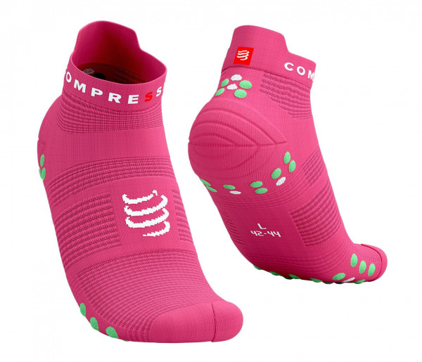 COMPRESSPORT PRO RACING SOCKS V4.0 RUN LOW HOT PINK/SUMMER GREEN