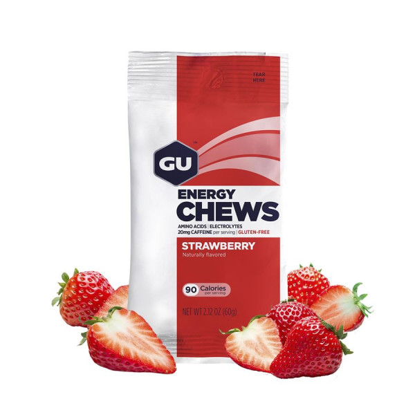 GU Energy Chews 60 g Strawberry 1 SÁČEK (balení 12ks)