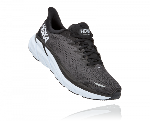 HOKA CLIFTON 8 WIDE BLACK / WHITE