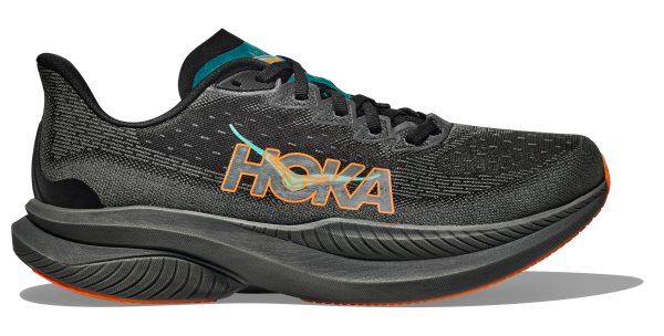 HOKA Mach 6 Black / Electric Tangerine
