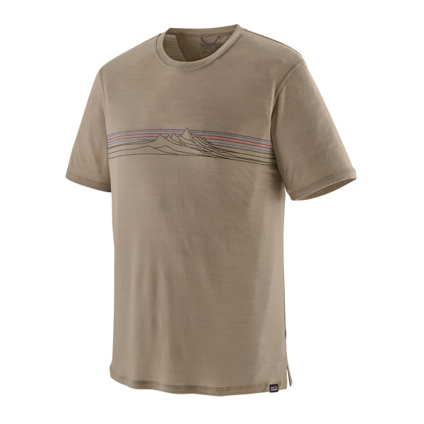 PATAGONIA Men's Capilene® Cool Merino Blend Graphic Shirt Strata Stripe: Seabird Grey